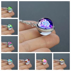 Pendant Necklaces Fanhua Series Necklace Double-sided Glass Ball Alloy Chain Jewelry Fashionable Gorgeous Gift To Friend Family