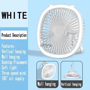 Electric Fans Night Light Fan trådlöst tak USB -laddning Portable Electric Fans Wall Hanging Air Cooler Desktop Mini Circulator Camping YQ240104