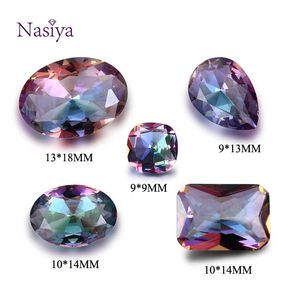 Necklaces Nasia Mysterious Rainbow Created Stone Beads Spinel Zircon Drop Square Rectangle Oval Loose Gemstone for Ring Jewelry Diy 10 Pcs