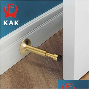 Door Catches Closers Kak Pure Copper Hydraic Buffer Mute Stop Floor Stopper Wall-Mounted Bumper Non-Magnetic Touch Hardware 210724 Dhehn