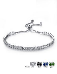 18K White Gold Plated Cubic Zircon Cluster Adjustable Box Chain Tennis Bracelets Fashion Womens Jewelry Bijoux for Party7103061