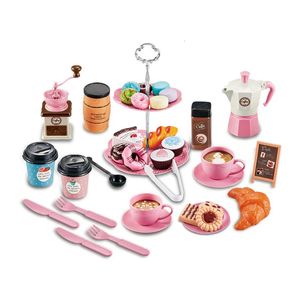 Kids Simulation Afternoon Tea Toys Set DIY Pretend Play Kitchen Toys Food Coffee Machine Dessert Play House Toys For Girls Kids 240104