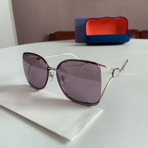 Damen-Deluxe-Sonnenbrille mit großem Rahmen, modische Designer-Sonnenbrille in hellen Farben, dekorativer Spiegel, hochwertige Sonnenbrille mit ovalem Metallrahmen und Schutzhülle GG1713SA