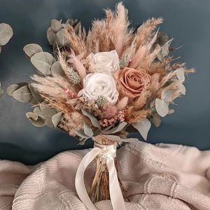 Decorazione di nozze Boho Fiori secchi Bouquet da damigella d'onoreBouquet da sposa per la sposaAddio al nubilato e rustico francese 240103