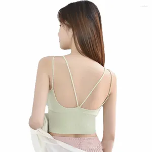 Yoga Outfit Breathable Sports Bra U-shaped Cross Beauty Back Fitness Top Women Seamless Shockproof Crop Push Up Sport