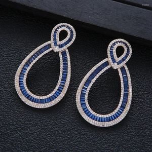 Brincos de zircônia cúbica pave configuração baguette pedras para mulheres dubai brinco de noiva aretes de mujer modernos e7644