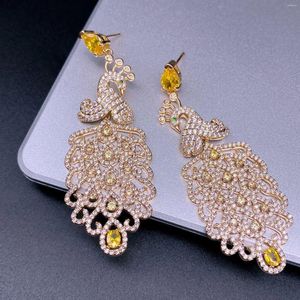 Stud Earrings EVACANDIS Extravagant Peacock Jewelry Sparkle With Exaggerated Banquet Accessories 18K Gold Plated S925 Silver Needle