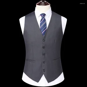 Gilet da uomo Abiti eleganti maschili di alta qualità Gilet Abbigliamento da lavoro casual Cappotto monopetto Gilet da abito grigio nero