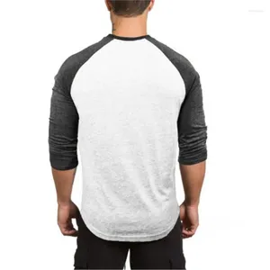 بدلات الرجال A1943 TEE Jersey Top Gym Fitness Slijtage Mannen Patchwork Tops Zomer Casual 3/4 Mouwen Raglan Baseball Triblend T-Shirt