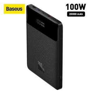 Power Bank для сотового телефона Baseus PD 100 Вт Power Bank с быстрой зарядкой 20000 мАч с цифровым дисплеем Портативная внешняя батарея для ноутбуков Mobi2935882
