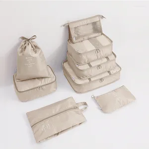 Сумки для хранения, 8 шт./компл., черная/синяя/серая/белая дорожная сумка, водонепроницаемая большая вместительная сумка для багажа, набор для сортировки одежды