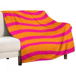 Battaniyeler moda pembe ve turuncu dalgalı desen #1 at battaniye yatak ekose lüks kalınlaş