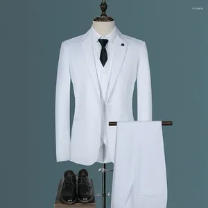 Garnitury męskie garnitury trzyczęściowy koreańska wersja szczupła profesjonalna sukienka ślubna formalnego pana młodego dla mężczyzn kostium homme terno