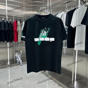 Xinxinbuy 2024 Männer Designer T-Shirt Brief Stickerei Paris Handdruck Rundhalsausschnitt Kurzarm Baumwolle Frauen Schwarz Grau Rot XS-3XL