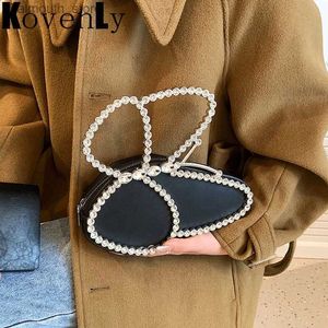 Kvällspåsar Evening Bag Bling Diamonds Handväska för kvinnor Butterfly Form Design Luxury Hand Puches Shiny Vintage Ladys Clutch Bag 2023 Ny Q240104