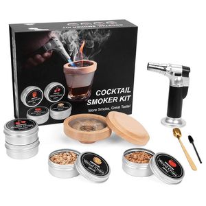 Bar Tools Cocktail Smoker Kit With Torch Old Fashioned Drink Infuser For Whiskey Bourbon Brandy Wine Cocktails Man Gift