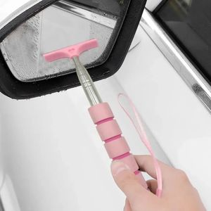 Car Rearview Mirror Wiper Stainless Steel Telescopic Retractable Layered Brush Window Wash Cleaning Brush Handheld Wiper Limpiaparabrisas Del Espejo Retrovisor