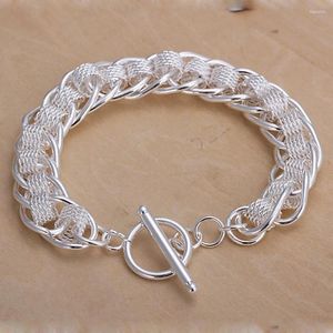 Link Bracelets High Quality Charm Solid Chain Fashion Beautiful Women Men Silver Color Jewelry Lady Wedding H059