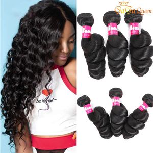 Wefts Virgin Peruvian Human Hair 4 Bundles Deal Peruvian Loose Wave Extension grade 9a 페루 처녀 머리 느슨한 파동 묶음 묶음