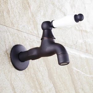 Zlew łazienkowy krany vidric czarny antyczny kran Bronzed mosiężne mop basen kran montowany na ścianę