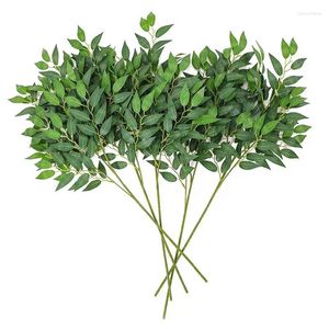Decorative Flowers 5pcs Artificial Greenery Stems Decor Faux Branches Leaves For Wedding Arch Bouquet Filler Table Centerpieces Home