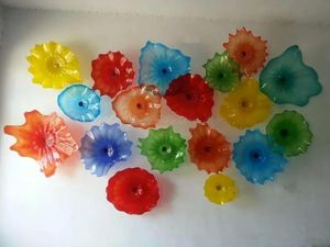 Lampor Multi Color Plate Lamps Arts For Home Decoration Modern Fixture Murano Flower Glass Hanging Plates Wall Art