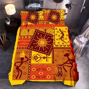 Set Africa Style Moon Printed Bedbling Set Indigenous People Art Women Printed Däcke Cover Sets Queen King Quilt Cover Bed Linen T20042