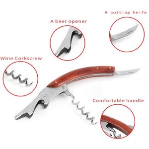 High Quality Wood Handle Mulitifunctional Opener Professional Wine Opener Multifunction Portable Screw Corkscrew Wine Bottle Opener Cook Tools