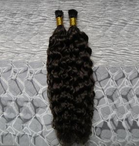 8A I Tip Human Hair Extension 100g Brazilian Deep Curly Keratin Stick Tip Hair Extensions 100s Fusion Hair Extensions Natural Caps9421847