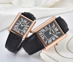 Luxury Men Womens Watch Square Tank Watches Lover Par Designer Clock Premium Quartz Movement rostfritt stålfodral Armband Sapphire Glass Vattentäta klockor