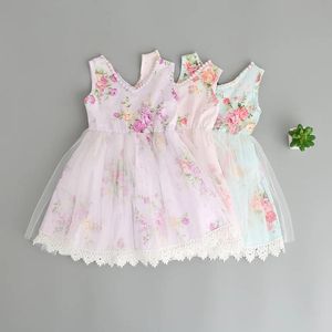 Dresses Baby Girls Broken Flower Lace Tutu Dress 2017 New Summer Dresses Childrens Sleeveless for Kids Clothing Party Dress 3 Colorsg