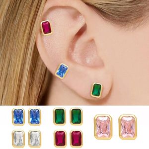 Brincos piercing cartilagem orelha studs 2000s estética ins estilo sparking multicolorido quadrado zircão y2k acessórios femininos kbe133