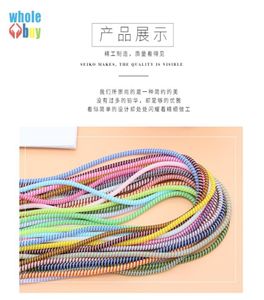 2000pcslot 14M Multipurpose Colors Spiral Wire Cord Rope Protection USB Cable Winder Data Line Protector Cover Suit Spring Sleev8226474