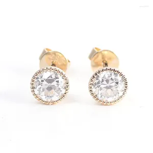 Kolczyki stadninowe 14K Gold Rose Cut Moissanite for Women Certified D Color VVS Ear Studs Pass Diamond Ins Design