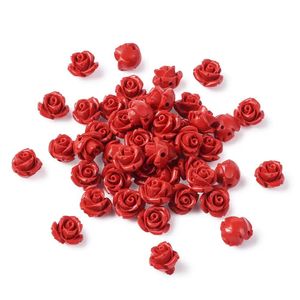 Biżuteria 50pcs czerwona róża koraliki cynobowe luźne koraliki modlitewne do biżuterii tworząc naszyjnik bransoletka Lucky Fish Elephant Flower Charms