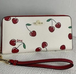 Plånbok/lång plånbok/zip ​​plånbok/damer Ny begränsad upplaga Cherry Print damer handväska fashionabla mångsidiga kvinnor axelväska