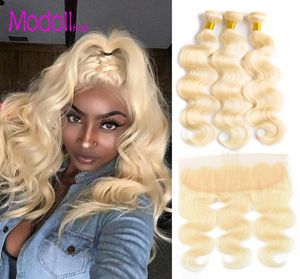 613 Bundles With Frontal Body Wave Peruvian Virgin Hair Weave 10A Grade 613 Blonde Body Wave 34 Bundles With Lace Frontal4189384