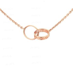 Schmuck Designer Halsketten Schraube Diamant Doppel Kreis Liebe Halskette für Paare Platin Gold Rose Anhänger Edelstahl Jubiläumsgeschenk