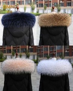 100 prawdziwy futra luksusowe ciepłe naturalne szop szczęć szalik Zimowe kobiety duże futrzane szaliki dla kobiet męskie kurtki szal 224546566