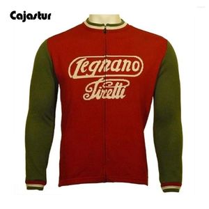 Giacche da corsa Maglia da ciclismo vecchio stile Maglia da uomo a maniche lunghe invernale in pile Sottile Abito retrò Abbigliamento da Mtb rosso