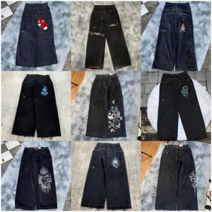 2024 calças de brim masculinas streetwear jnco y2k hip hop dos desenhos animados impressão gráfica vintage baggy calças pretas das mulheres dos homens cintura alta calças largas perna h7