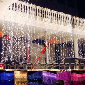Strängar grossist6m x 3m led vattenfall utomhus saga sträng ljus jul bröllop fest semester trädgård 600 led gardin lampor dekoratio