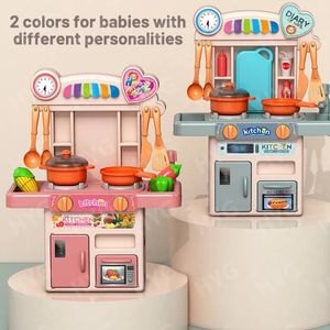 Kinderspielhaus Spray Küche Simulation Tischutensilien Jungen Mädchen Kochen Mini Essen Lernspielzeug Set Weihnachtsgeschenke 240104