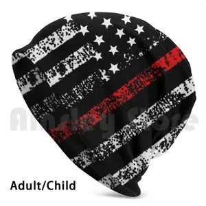 Baskenmützen, rote Linie, US-Flagge, Hut, Usa-Distressed-Feuerwehrmann-Geschenk, Mützen, gestrickt, Hip-Hop, dünn