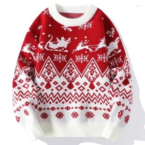 Män tröjor vinter jul tröja utomhus vindtät crewneck broderad japansk stil avslappnad varm