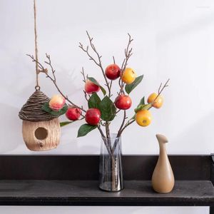 Decorative Flowers Simulation 3 Head Apple Fake Plant Home Living Room Decor Year's Decoration Shopping Mall Window Display Artificial