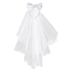 Bridal Veils Flower Girl White Wedding First Communion Hair Wreath With Bow For Bride Marriage Accessories