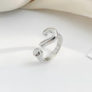 Cluster Rings S925 Sterling Silver Trend Ring Creative Question Mark Cold Air Index Finger Open Hip Hop All-match