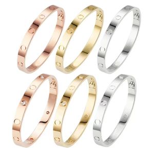 bracciale rigido di design gioielli firmati 4CZ diamante misura da 16 a 22 oro argento placcato rosa acciaio inossidabile moda blocco polsino di lusso per donna uomo donna uomo coppia