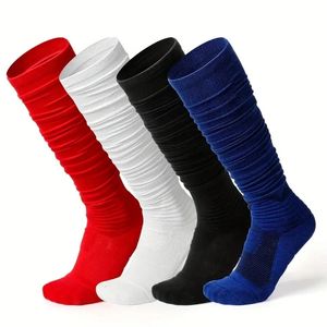 Football socks mens long tube thickened wear resistant fold stacked rugby high top professional training 240104
